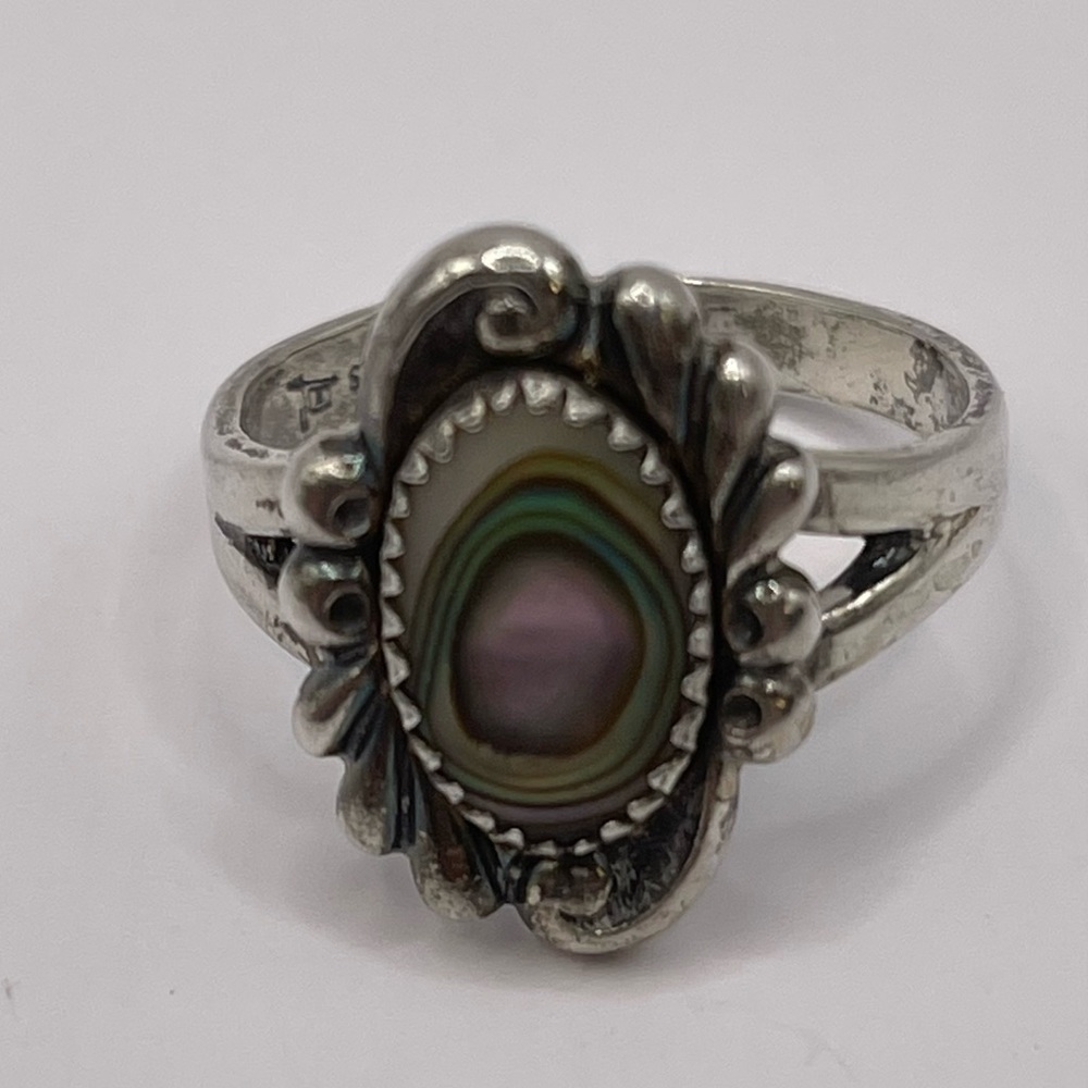Abalone and sterling silver ring size 9 vintage